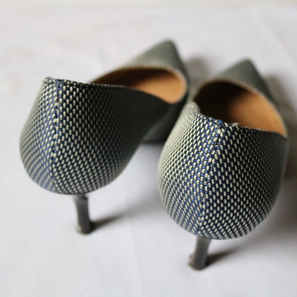 CHARLES JOURDAN 'Teresa' Pointed Toe Pumps 3" Heels Blue Grey Fabric Women's 8 - Picture 9 of 14